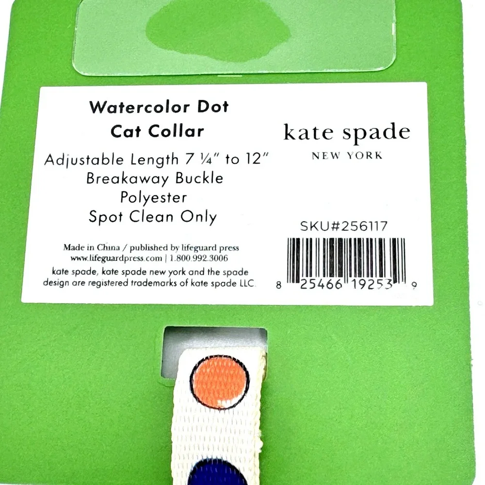 Kate Spade Cat Collar Polka Watercolor Dot Breakaway Adjustable 7-12